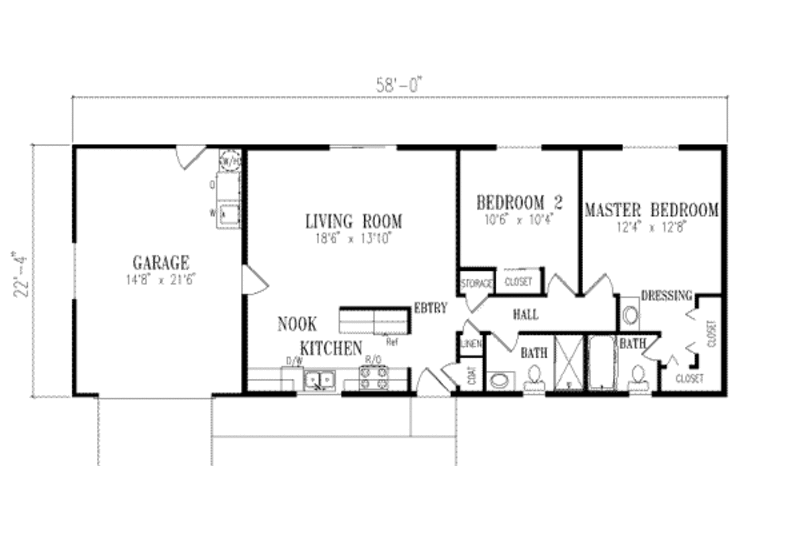 Ranch Style House Plan 2 Beds 2 Baths 960 Sq/Ft Plan 1131