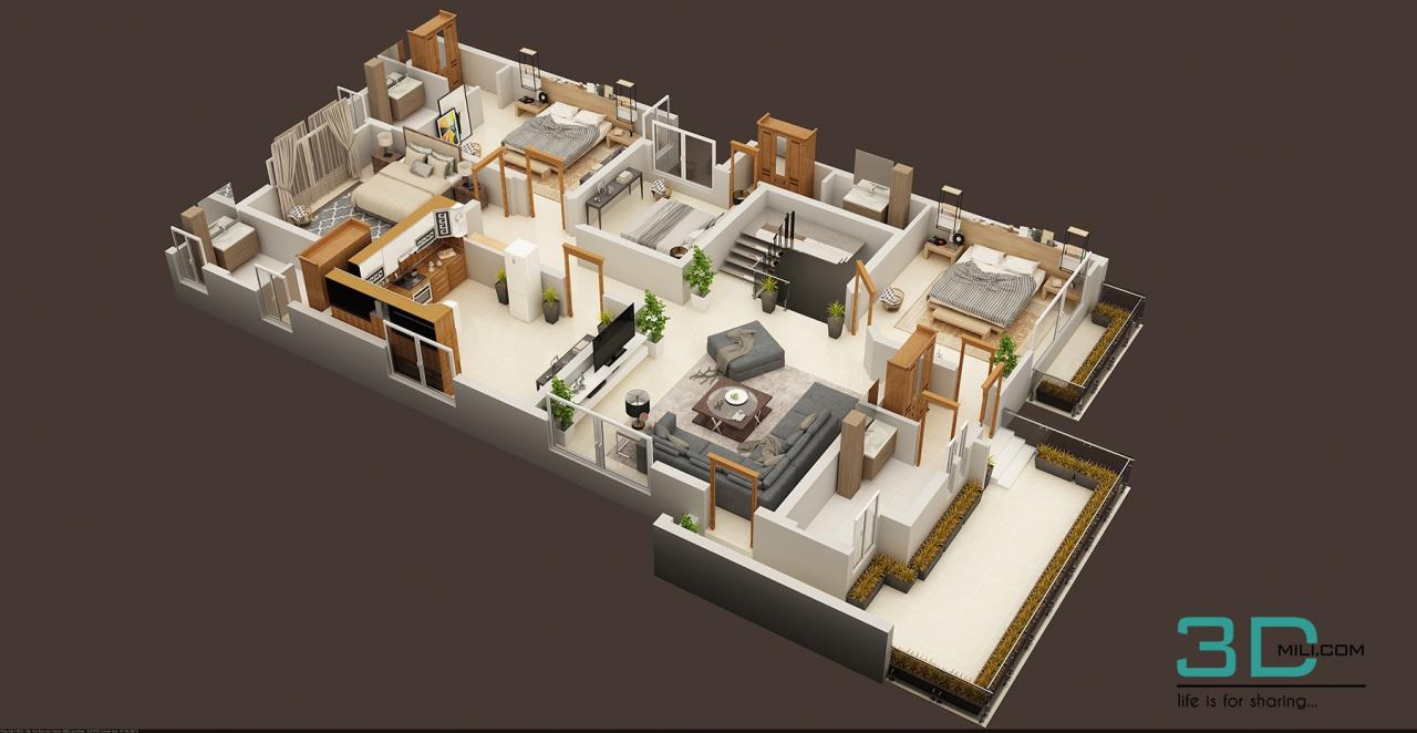 3D FLOOR PLAN OF RESIDENTIAL HOUSE FIRST FLOOR PLAN 3DMili 2023