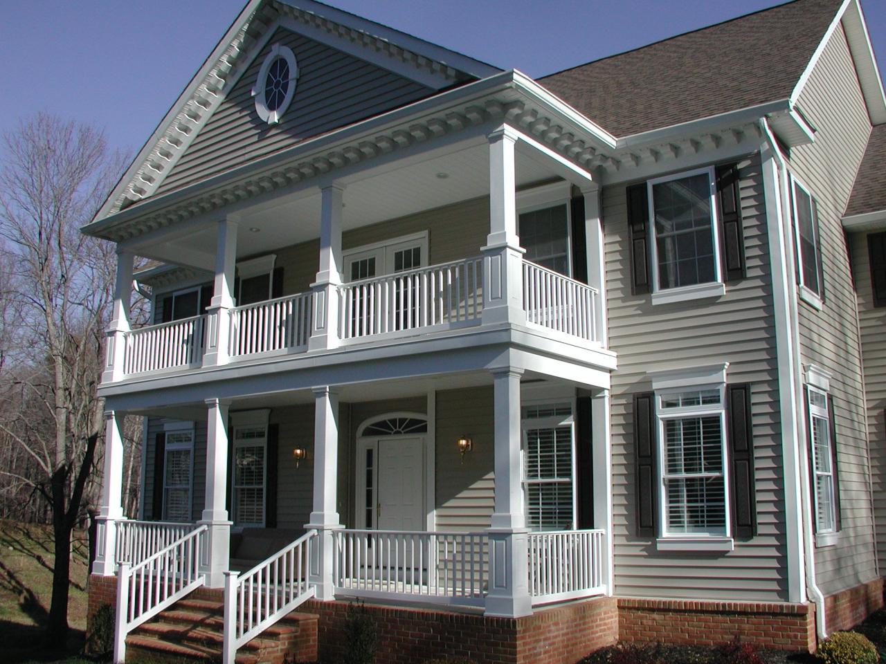 Finished two story porch Front porch design, Porch design, Front