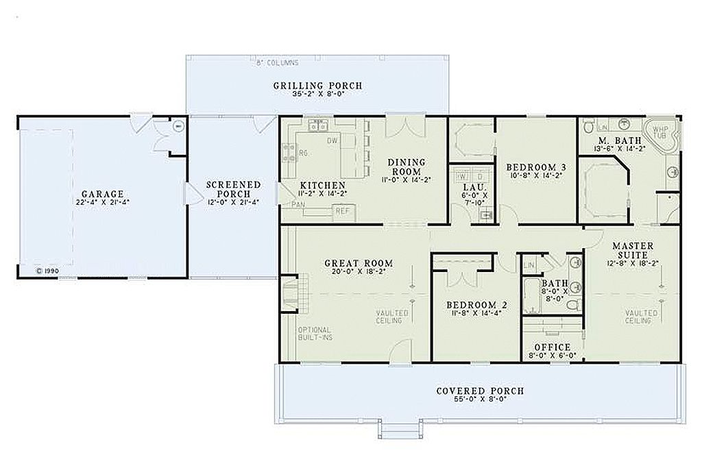 Ranch Style House Plan 3 Beds 2 Baths 1800 Sq/Ft Plan 172142