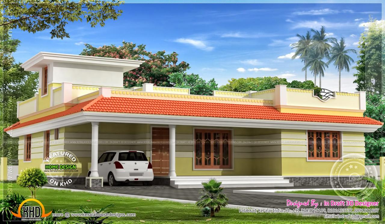1858 sq. feet Kerala model single floor home Kerala home design and