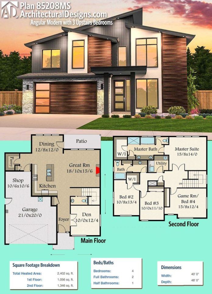 Open Concept Modern 2 Story House Floor Plans Dengan Santai