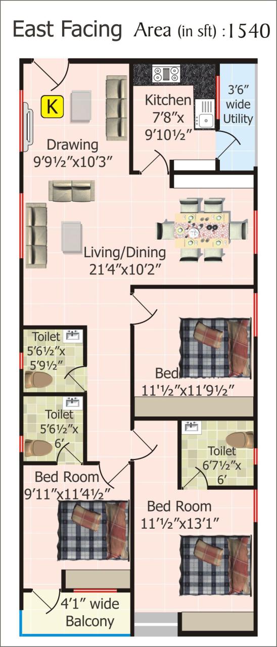Floor Plans For 20 X 60 House Free house plans, 3d house plans, 2bhk