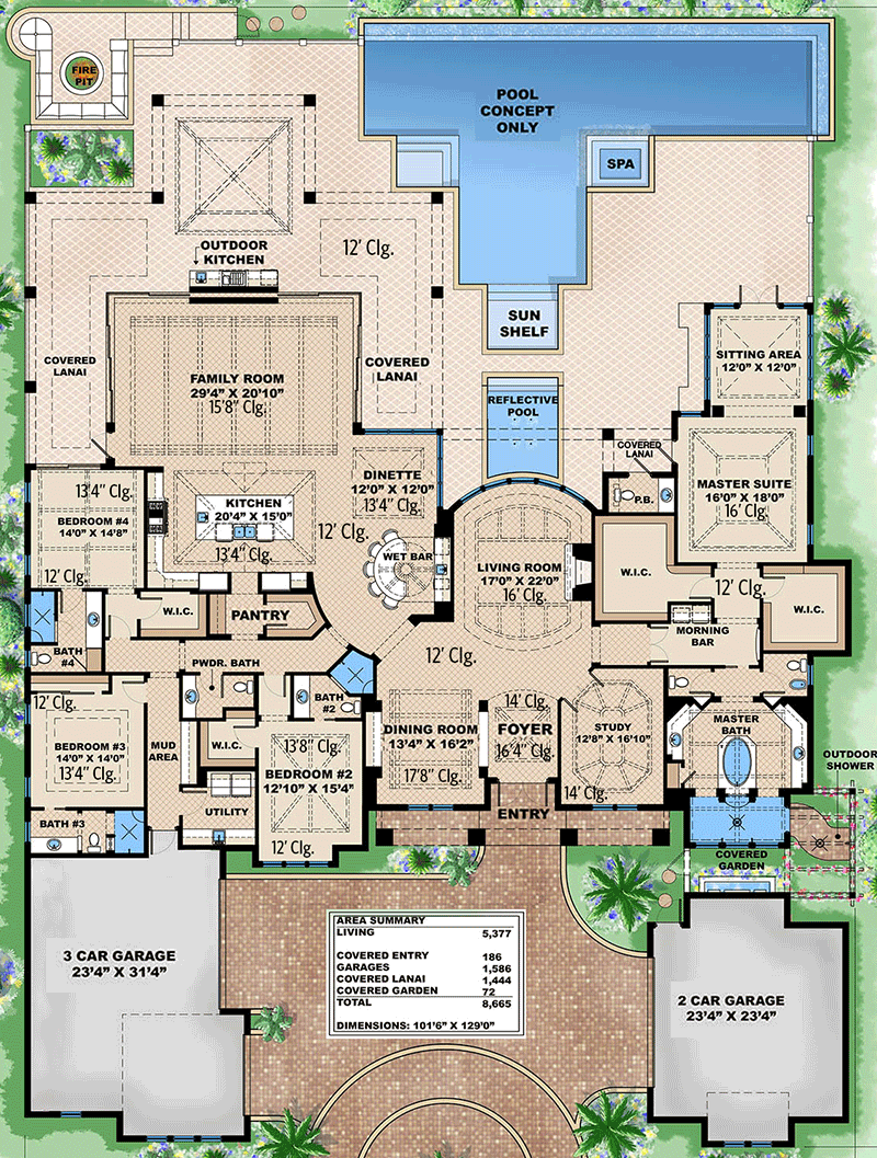 Luxury Home Plan with Impressive Features 66322WE Architectural