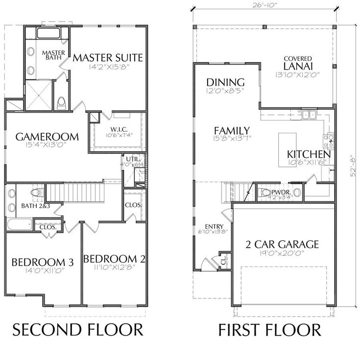 This townhome plan has 1995 square ft. of living space. This townhouse
