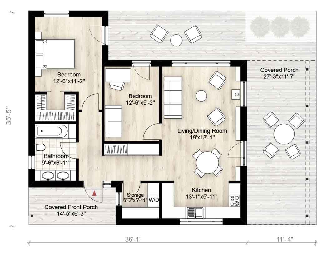 850 square foot two bedroom small house Google Search in 2020