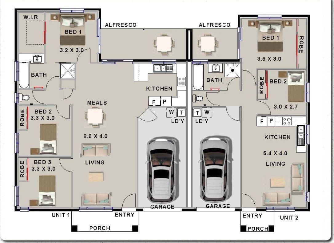 214DU 5 Bed + Garage 214.00 m2 Duplex House Plan Preliminary House