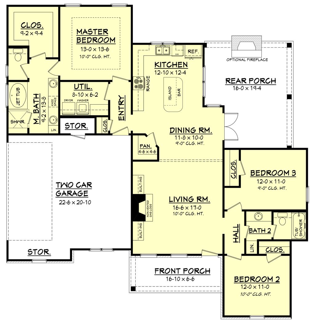 Ranch Style House Plan 3 Beds 2 Baths 1600 Sq/Ft Plan 430108