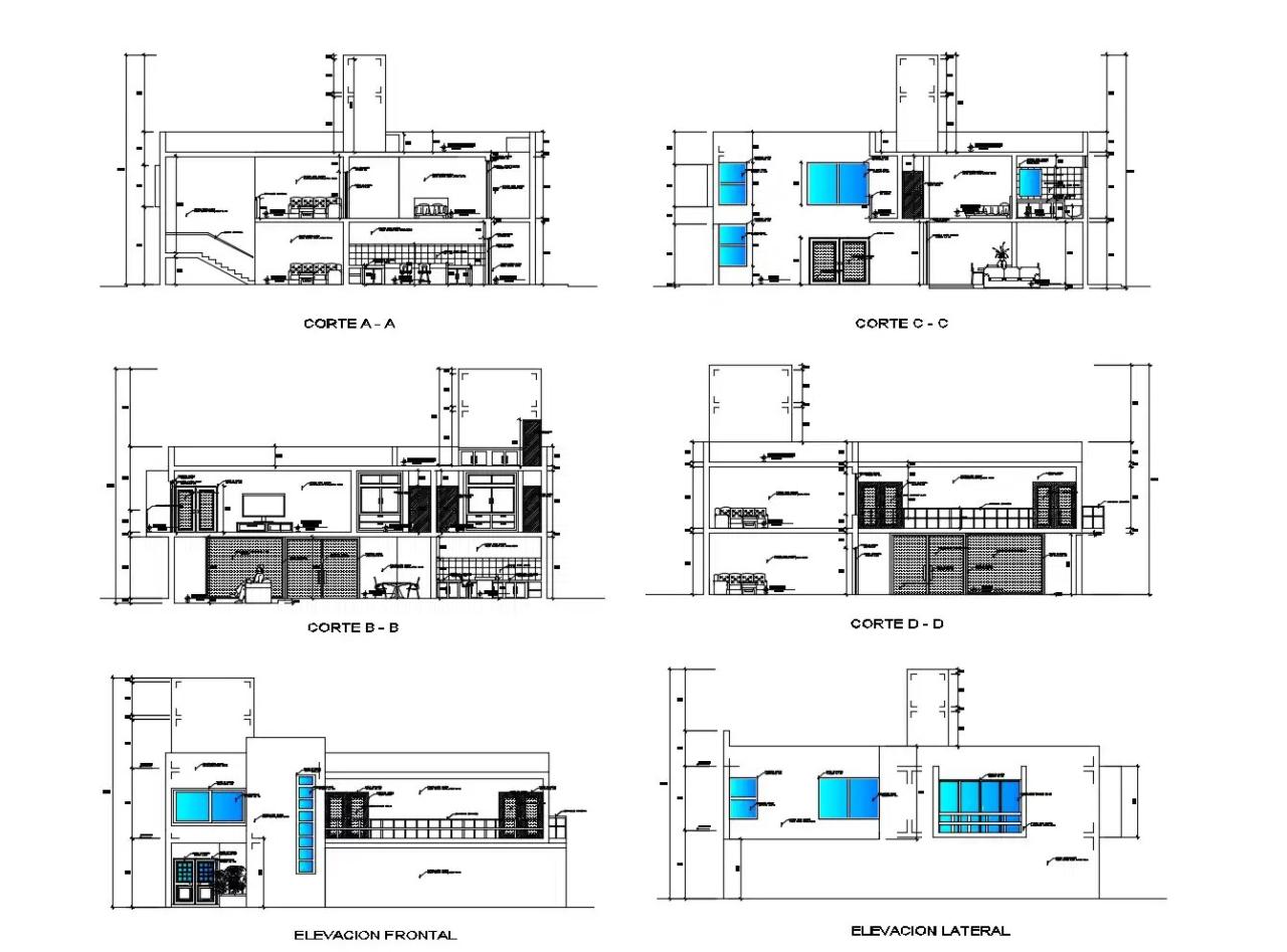 Bungalow elevation plan in DWG file Cadbull