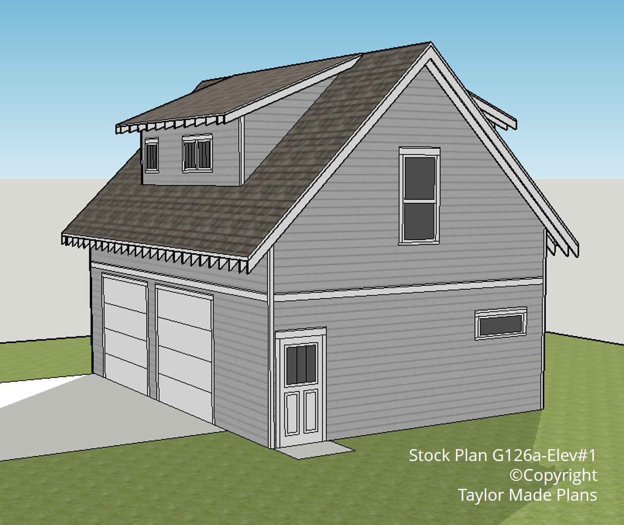 G126a 1 1/2 story, Two Car Garage With Apartment Taylor Made Plans