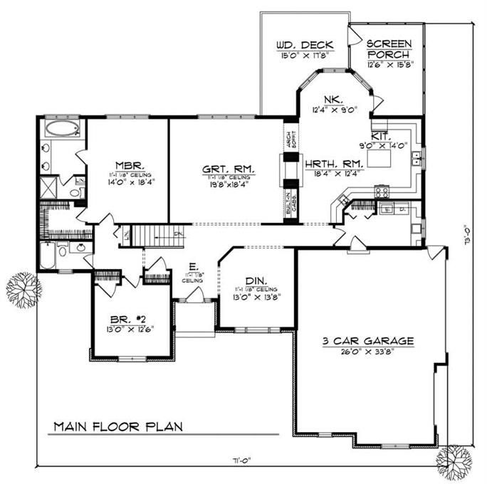 Ranch Traditional Home with 2 Bedrooms, 2200 Sq Ft House Plan 101