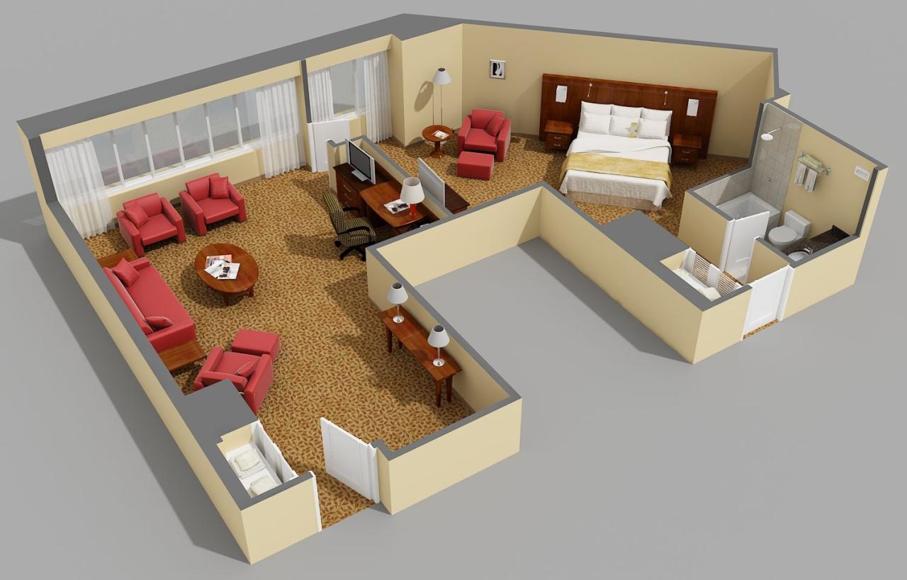 3D Floor Plans Used For Hotel Marketing Hotel floor plan, Living room