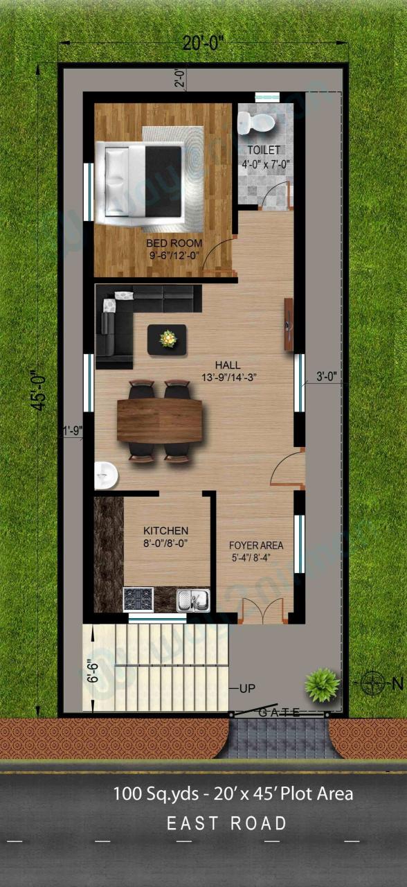 20 X 36 House Plans Fresh Way2nirman 100 Sq Yds 20×45 Sq Ft East Face