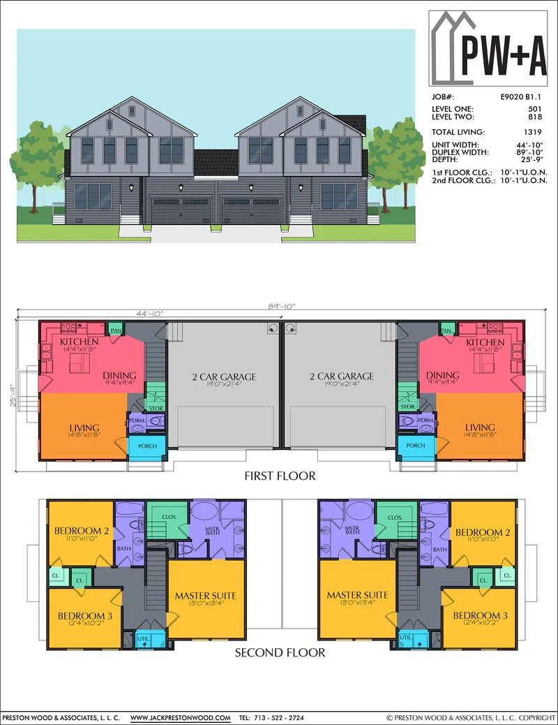 Affordable Duplex Home Plan Preston Wood & Associates
