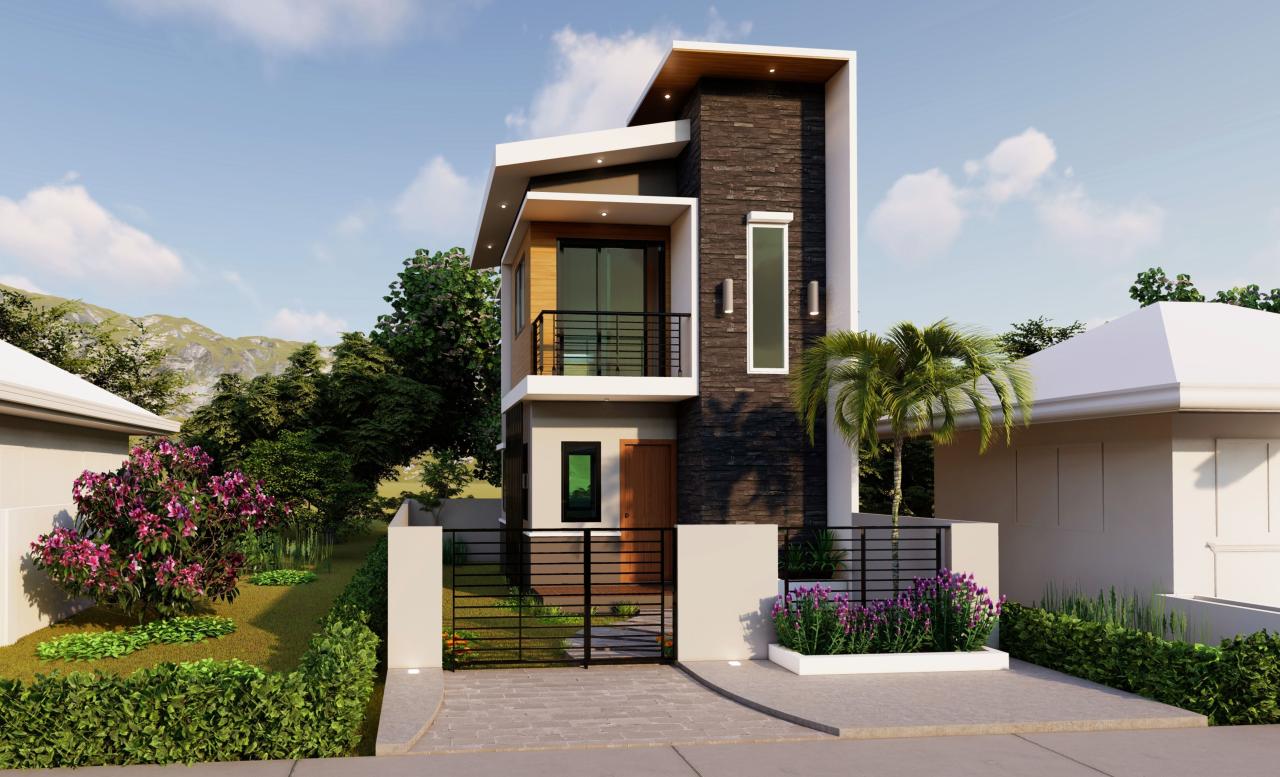 3D model 2 STOREY HOUSE PLAN 4X5M with Floor Plan HD06