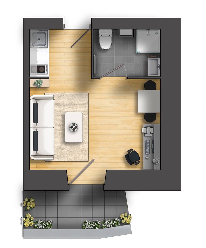 Floor plan rendering 2D by TALENS3D Rendered floor plan, Small