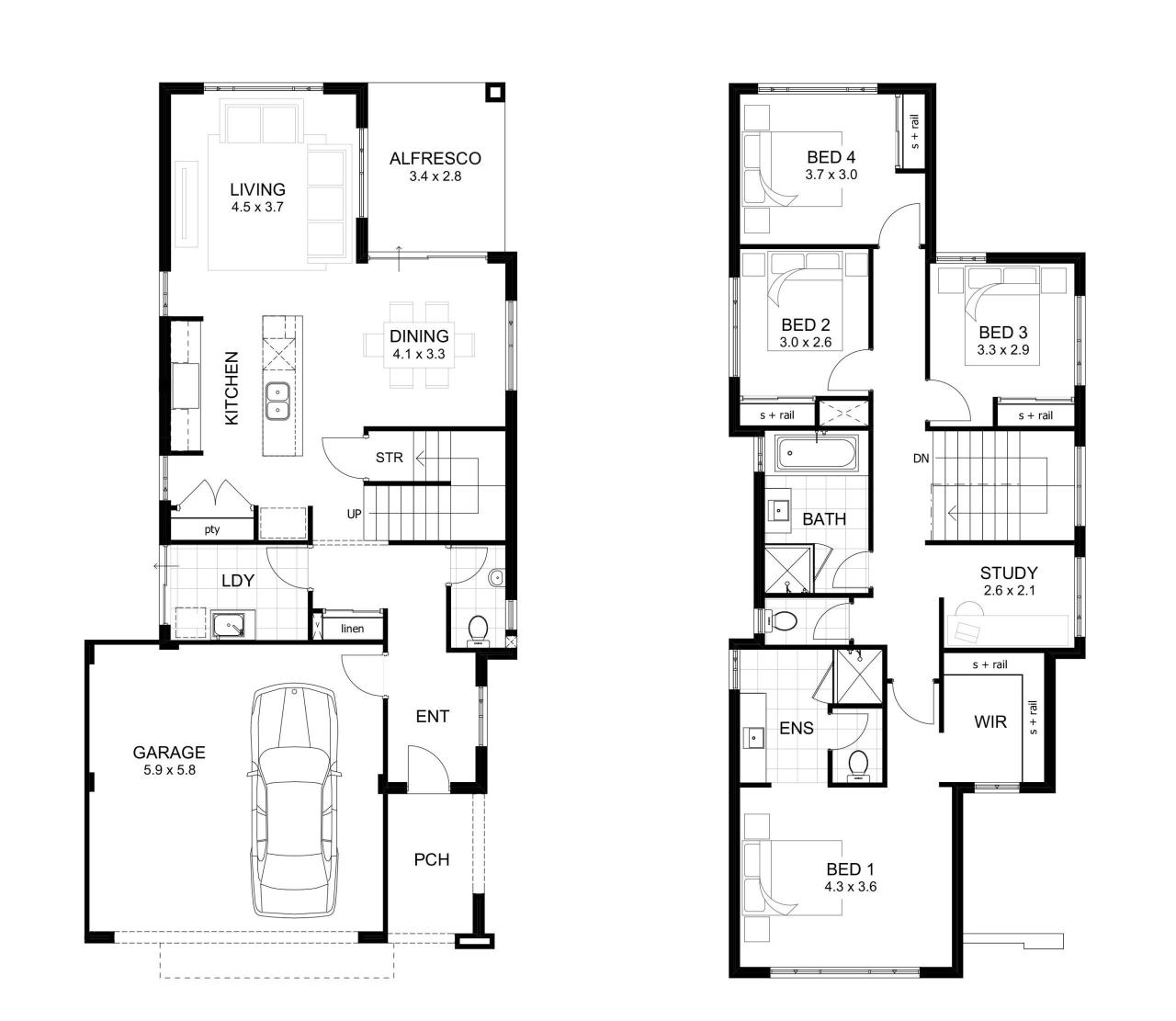4 Bedroom Double Story House Plans Double storey house plans, 4