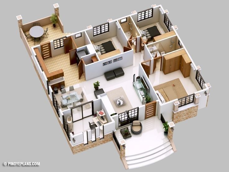 Amazing 3D Floor Plans For You » Engineering Basic Bungalow house