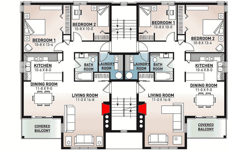 8 Unit Apartment Complex With Balconies 21425dr Floor Plan Third Level