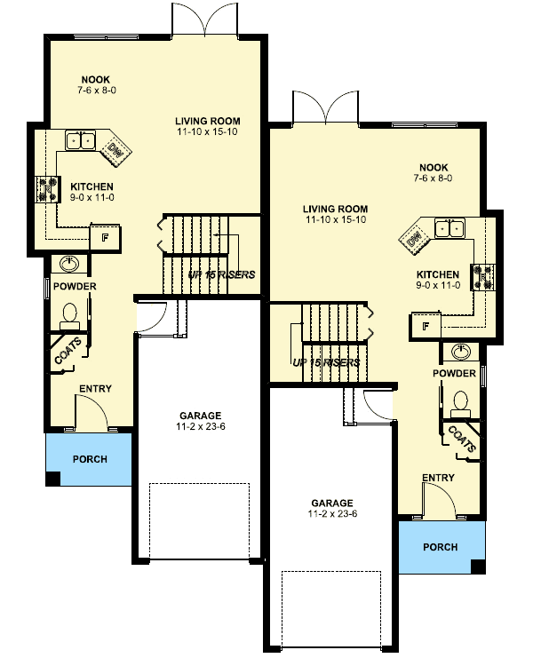 Plan 67719MG SideBySide Craftsman Duplex House Plan Duplex floor