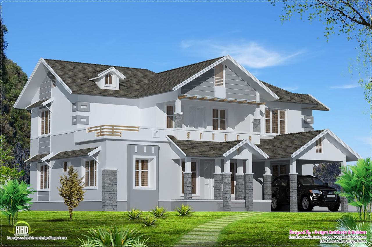 2500 sq.feet sloping roof home design Kerala home design and floor