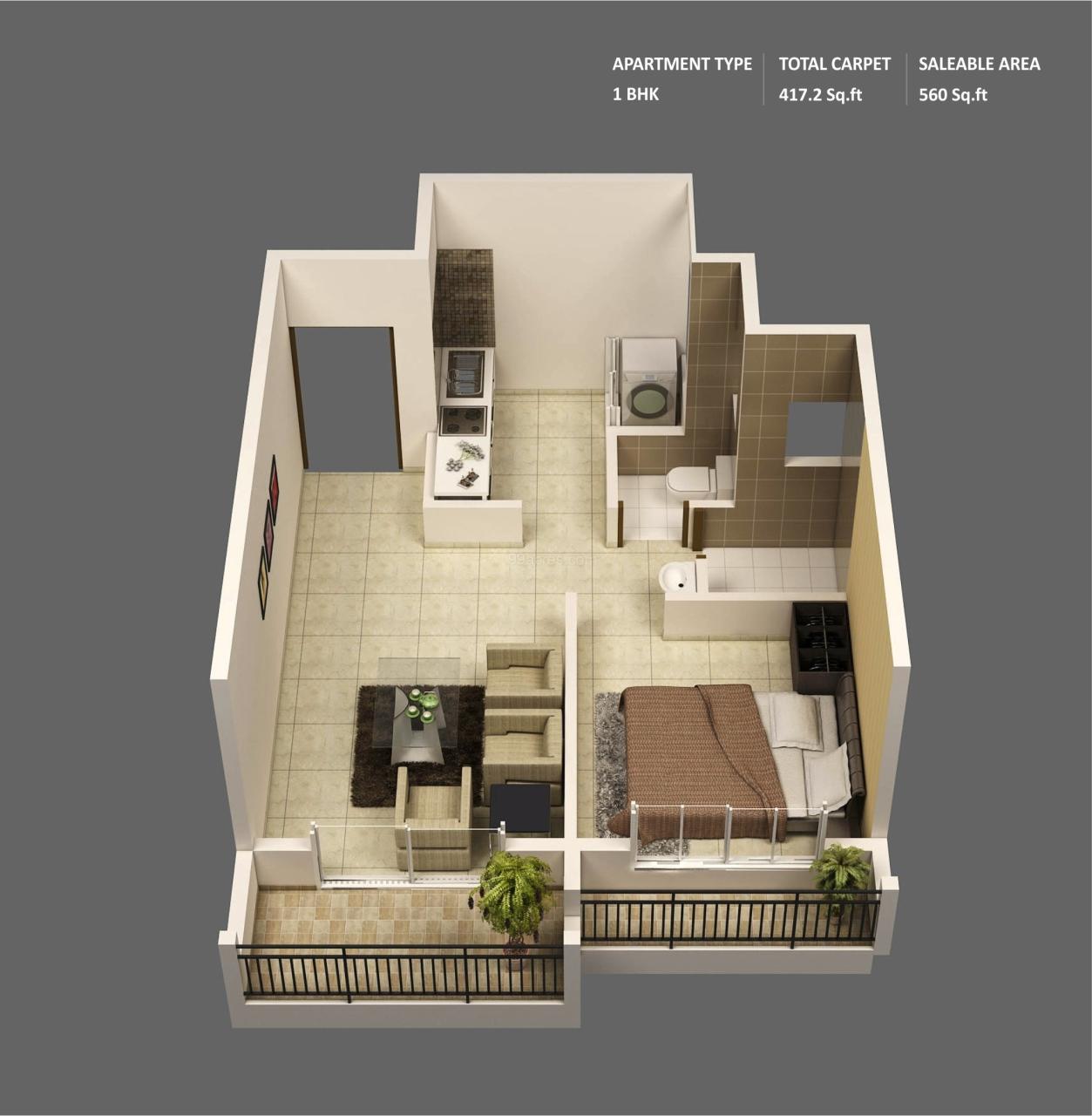 1 Bedroom Apartment/House Plans
