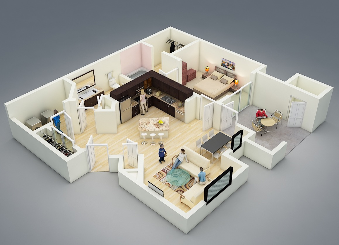 25 One Bedroom House/Apartment Plans One bedroom house, Apartment