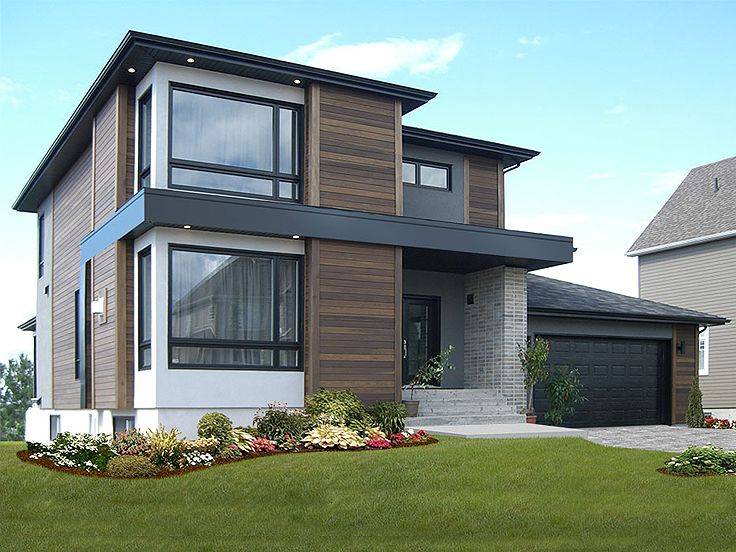 Small Two Story Modern House Exterior Design canvasly