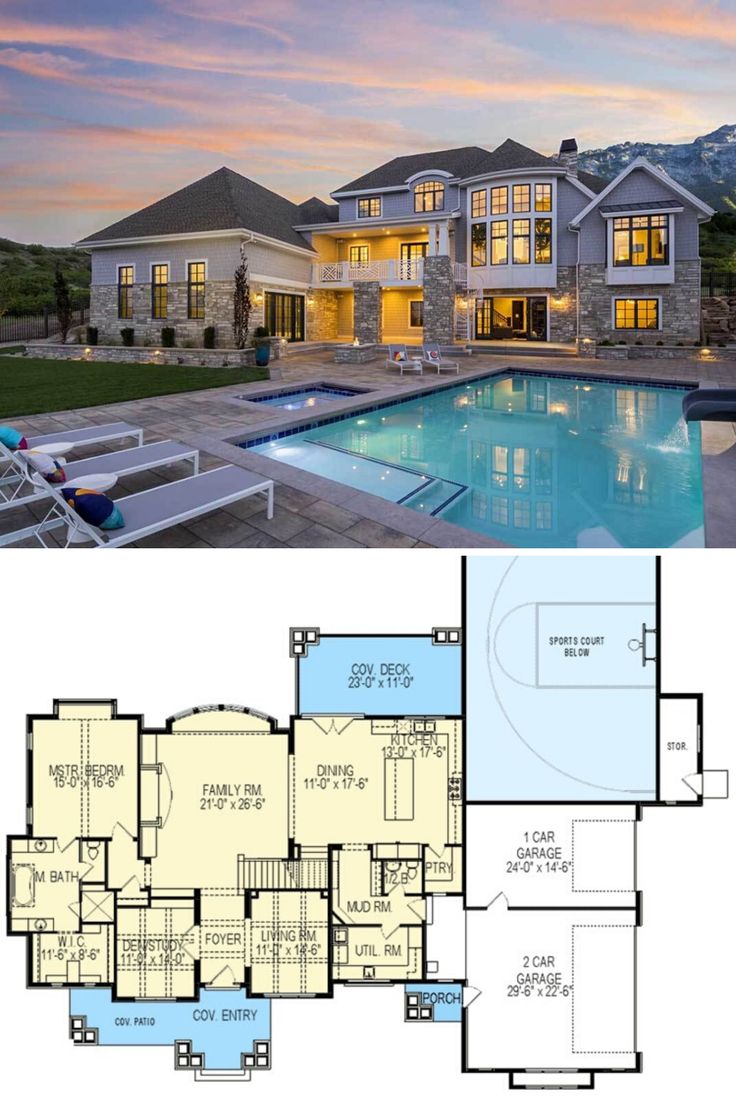 6Bedroom TwoStory Northwest Home with Sports Court (Floor Plan