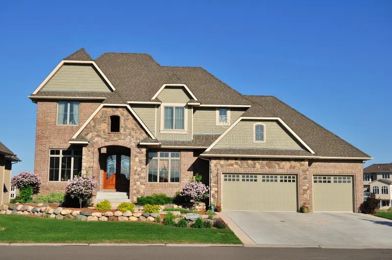 Luxury Two Story Suburban Executive Home Stock Image Image of grass