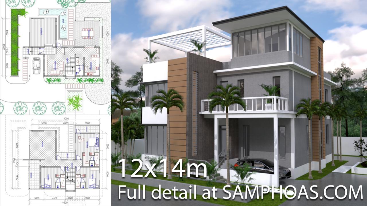 3 Story House Plan 12x14m With 4 Bedrooms SamPhoas Plan