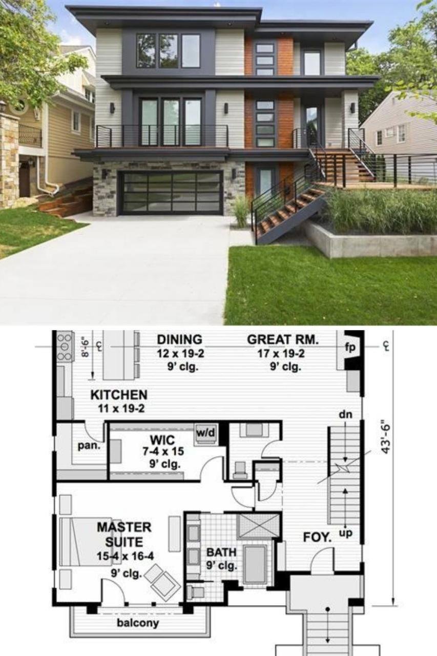 TwoStory 5Bedroom Modern Pacific Southwest Home (Floor Plan