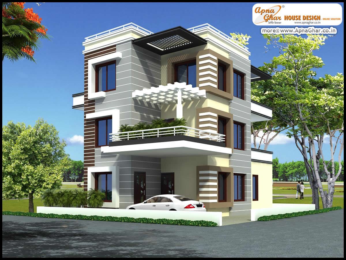 5 bedroom, modern triplex (3 floor) house design. Area 192 sq mts (12m