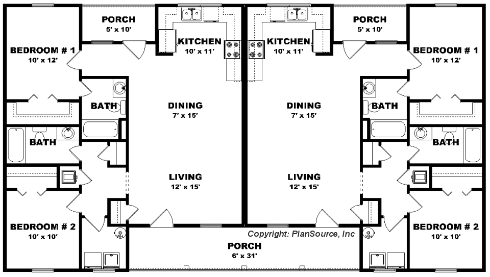 Duplex house plan J042314d
