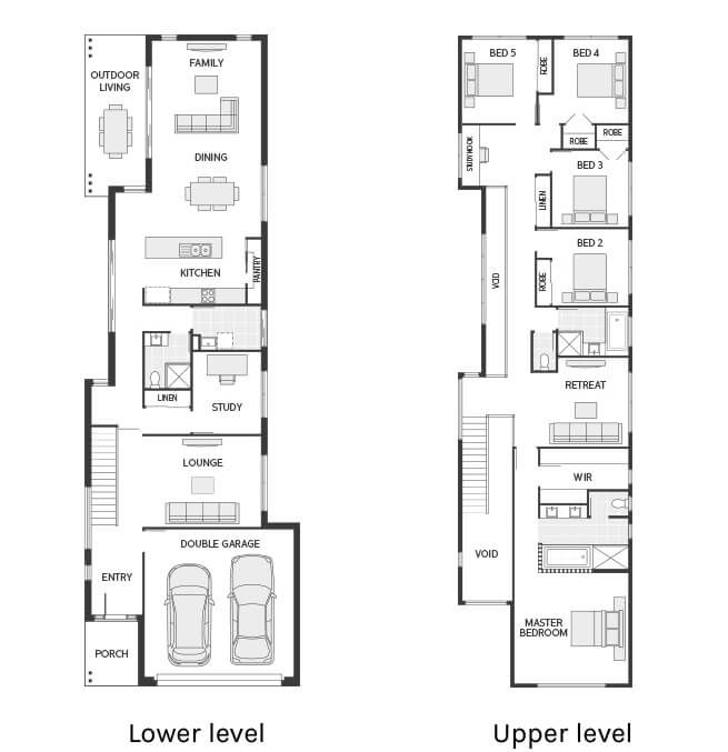 Floor Plan Friday Narrow but large 2 storey home Narrow house plans