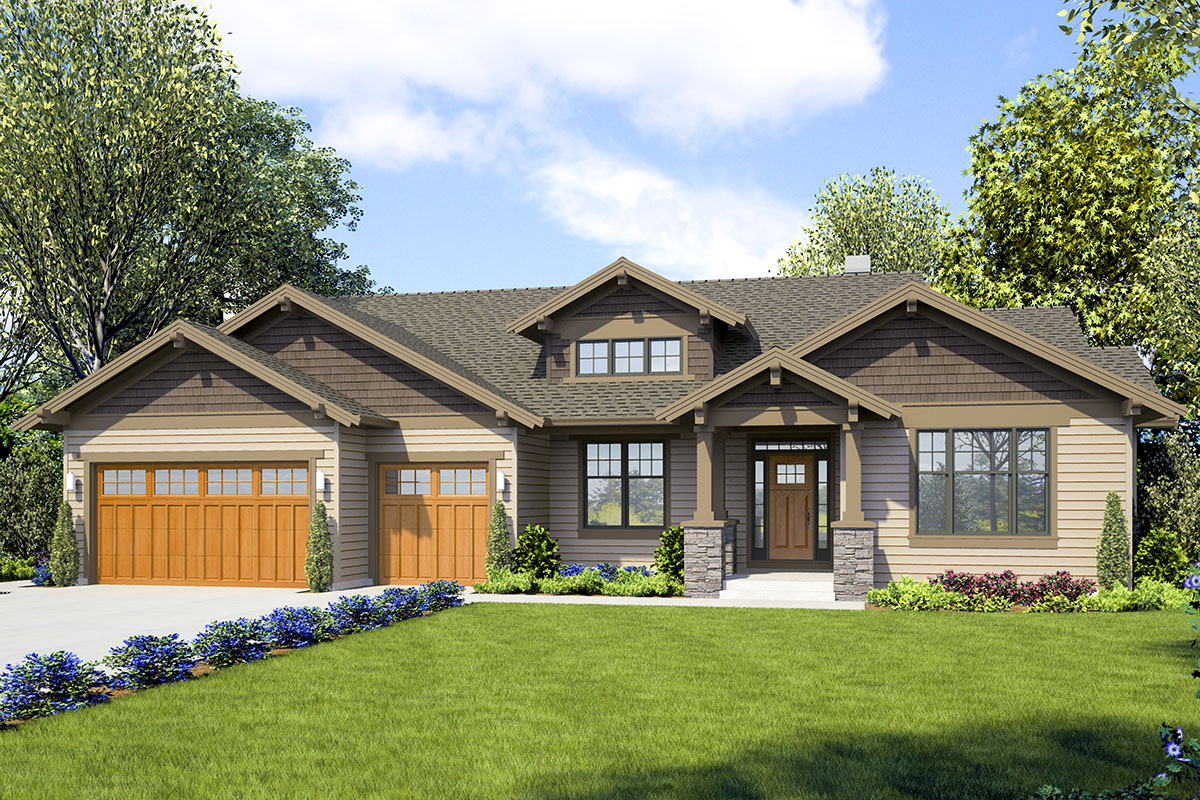 Craftsman Ranch Home Plan with MultiGenerational Possibilities