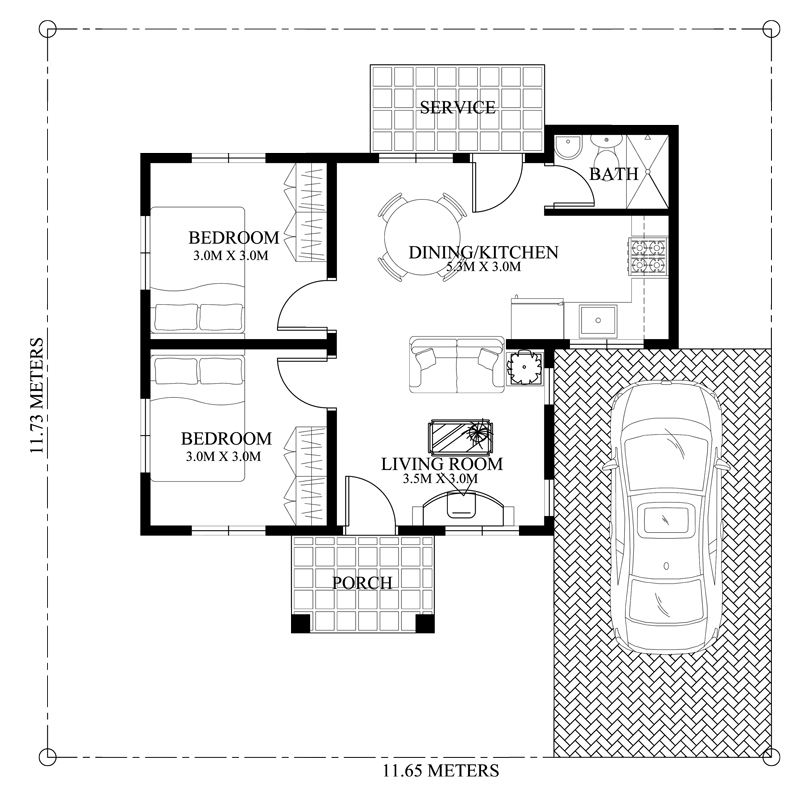 Get 2 Bedroom Bungalow House Plans With Garage Gif