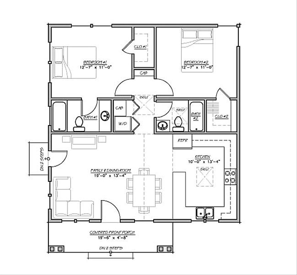 Craftsman Style House Plan 2 Beds 2 Baths 930 Sq/Ft Plan 4852