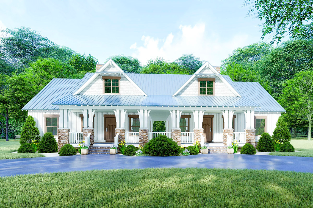 Plan 70627MK Charming Modern Farmhouse Duplex House Plan in 2020
