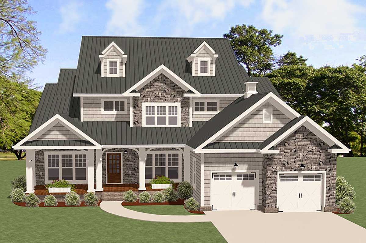 Traditional House Plan with Terrific Storage 46303LA Architectural