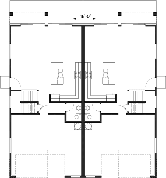 Mediterranean Duplex House Plans, Beach Duplex House Plans,