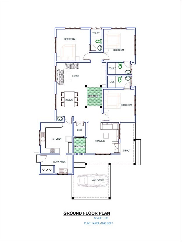 3 Bedroom Stylish Luxury Kerala Designer Home for 43 Lakhs in 1900 SqFt