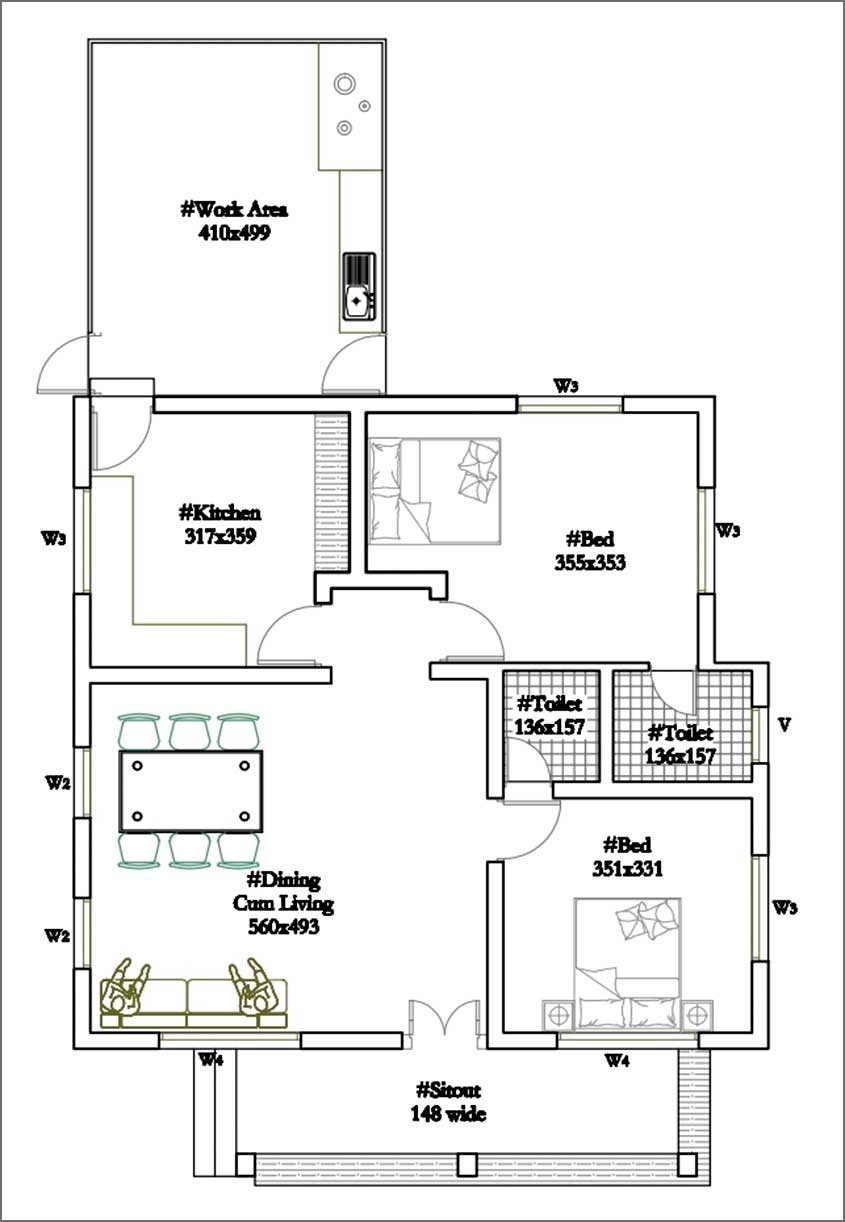Low Budget 2 Bedroom Kerala Home Design with Free Plan Kerala Home