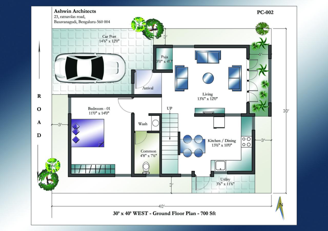 28+ Duplex House Plan 30x40 West Facing Site