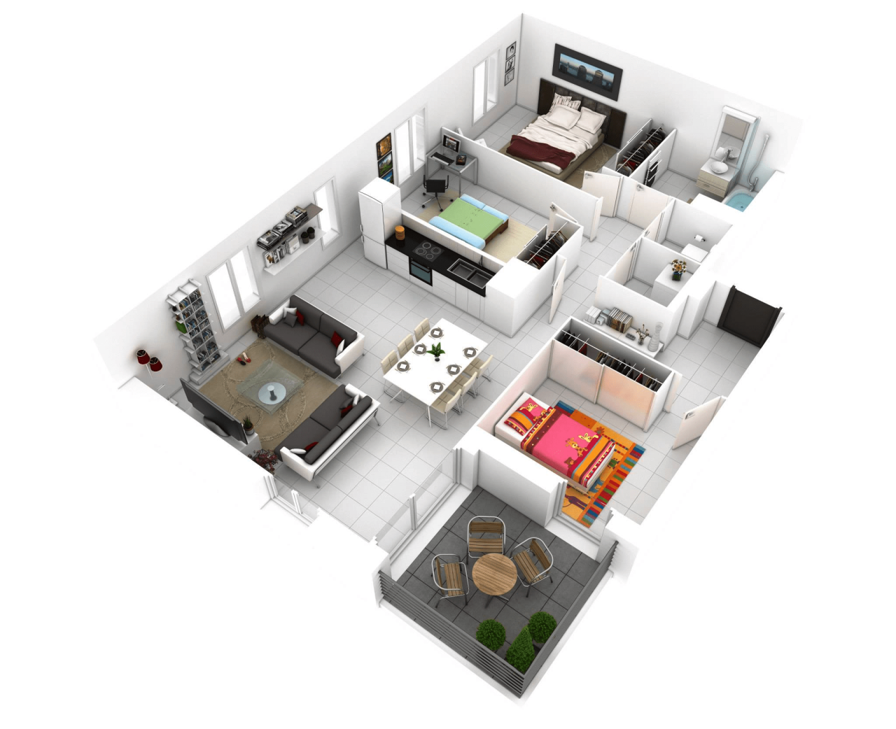 25 More 3 Bedroom 3D Floor Plans Architecture & Design