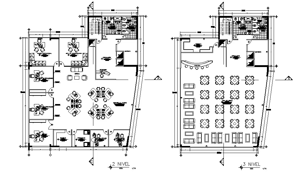 Restaurant floor plan detail provided in this Autocad drawing file