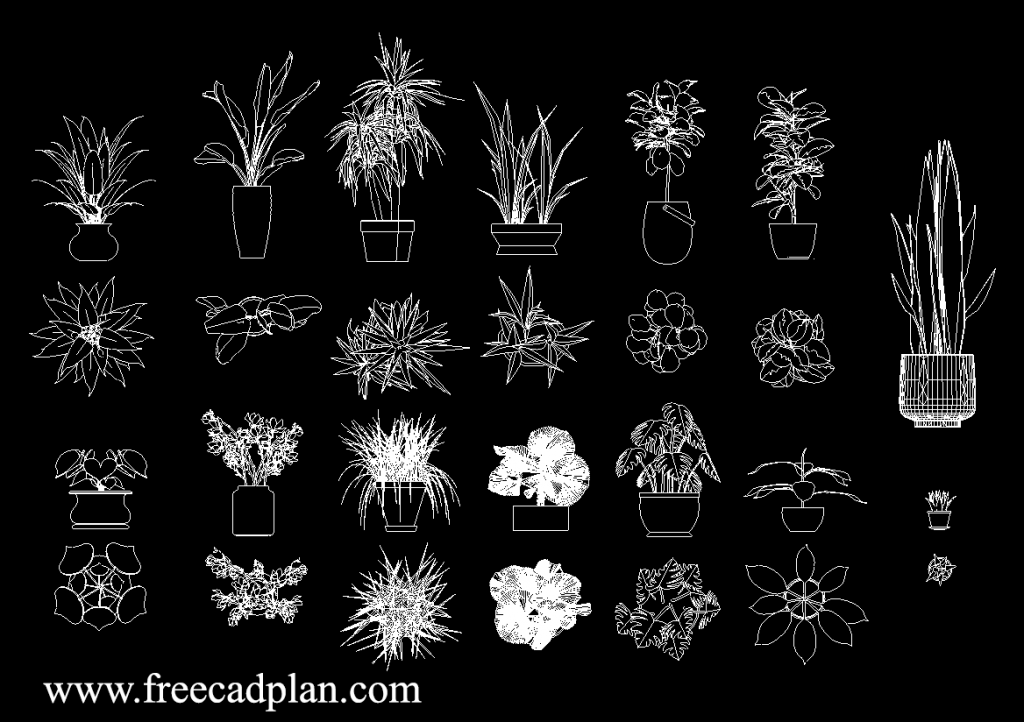 Potted Plants DWG CAD Block in Autocad , download free cad plan