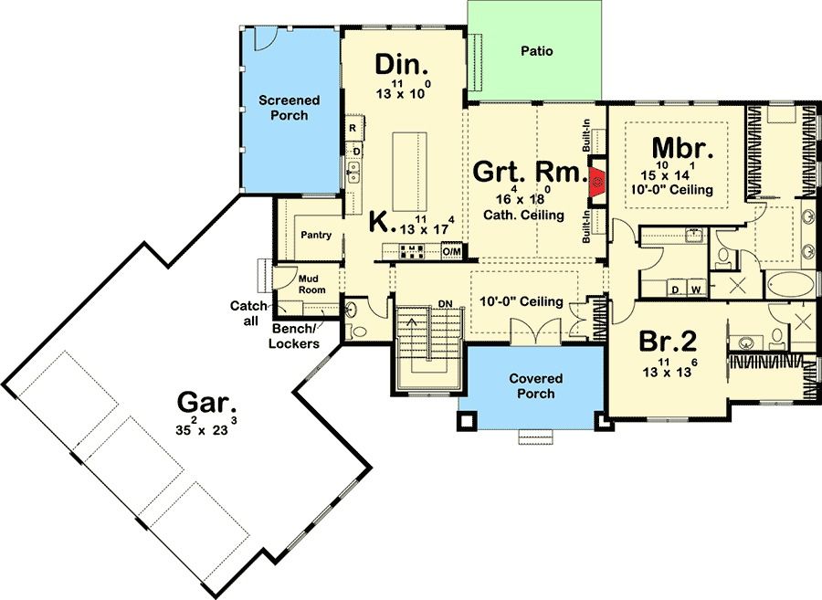 Plan 62643DJ 2 Bed Craftsman Ranch with 3 Car Garage Garage house