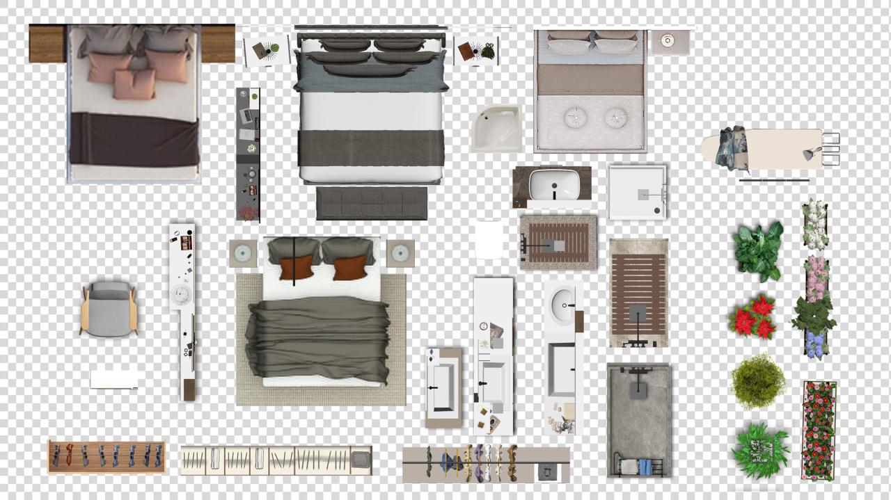 FLOOR PLAN 2d furniture top view PSD realistic Vol2 3D model CGTrader