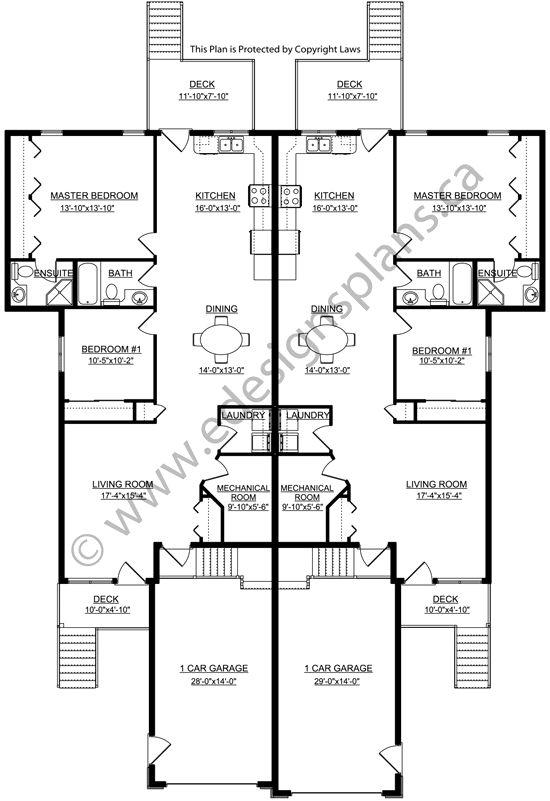 Side by Side Duplex with Legal Suites 2014771 by Edesignsplans.ca